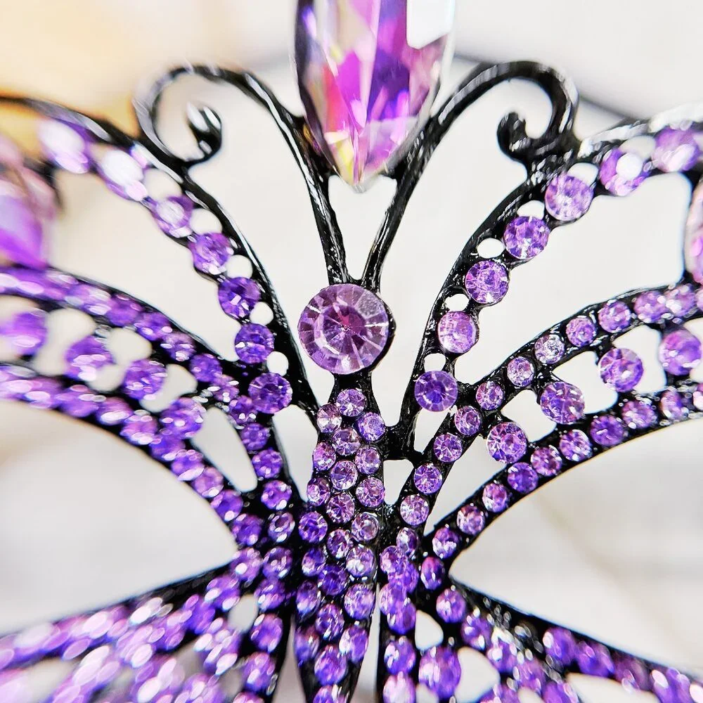 Purple Crystal Masquerade Mask - Elegant Women's Accessory